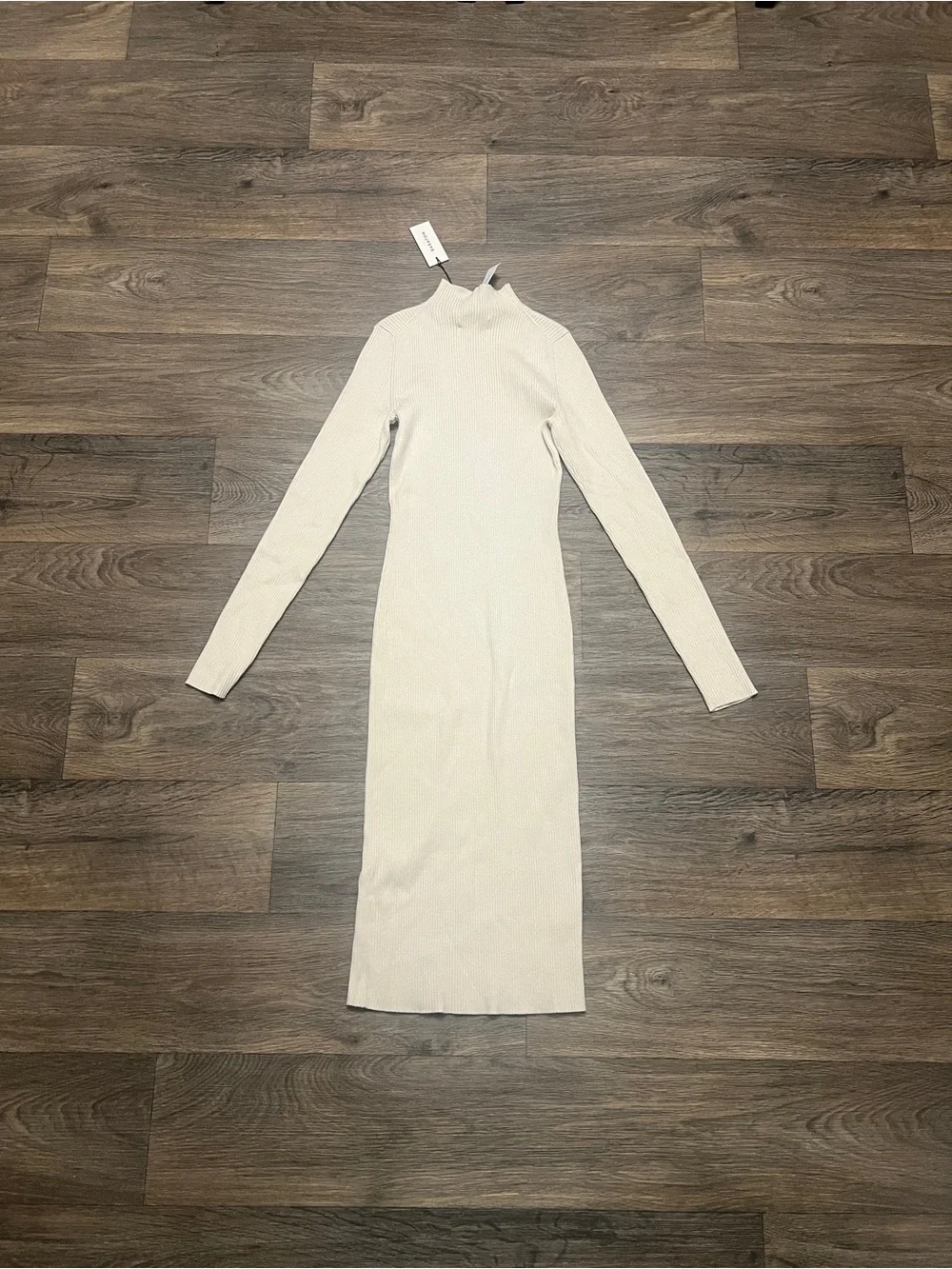 NEW Aritzia Babaton Compose Mock-Neck Knit Sweater Dress Birch Cream Size XS NWT